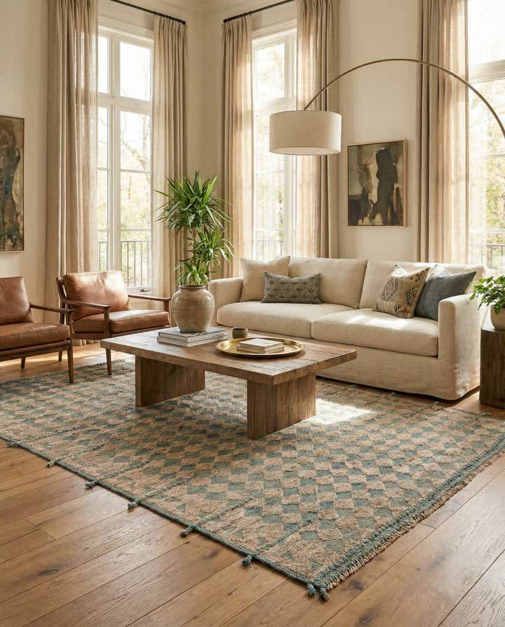 6' 9 x 10' Hand Knotted Moroccan Wool Rug