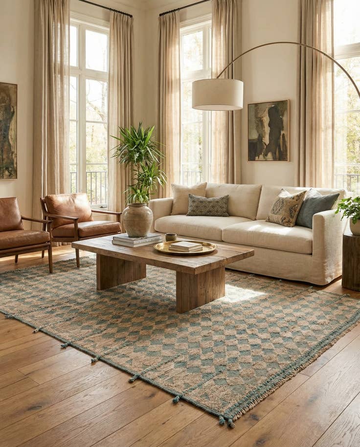 Detail image of 6' 9 x 10' Hand Knotted Moroccan Wool Rug