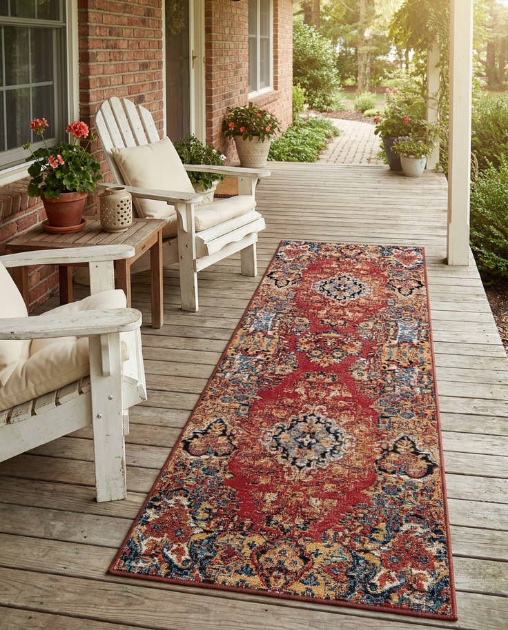 Detail image of 2' x 6' Easy-Clean Traditional Indoor / Outdoor Runner Rug