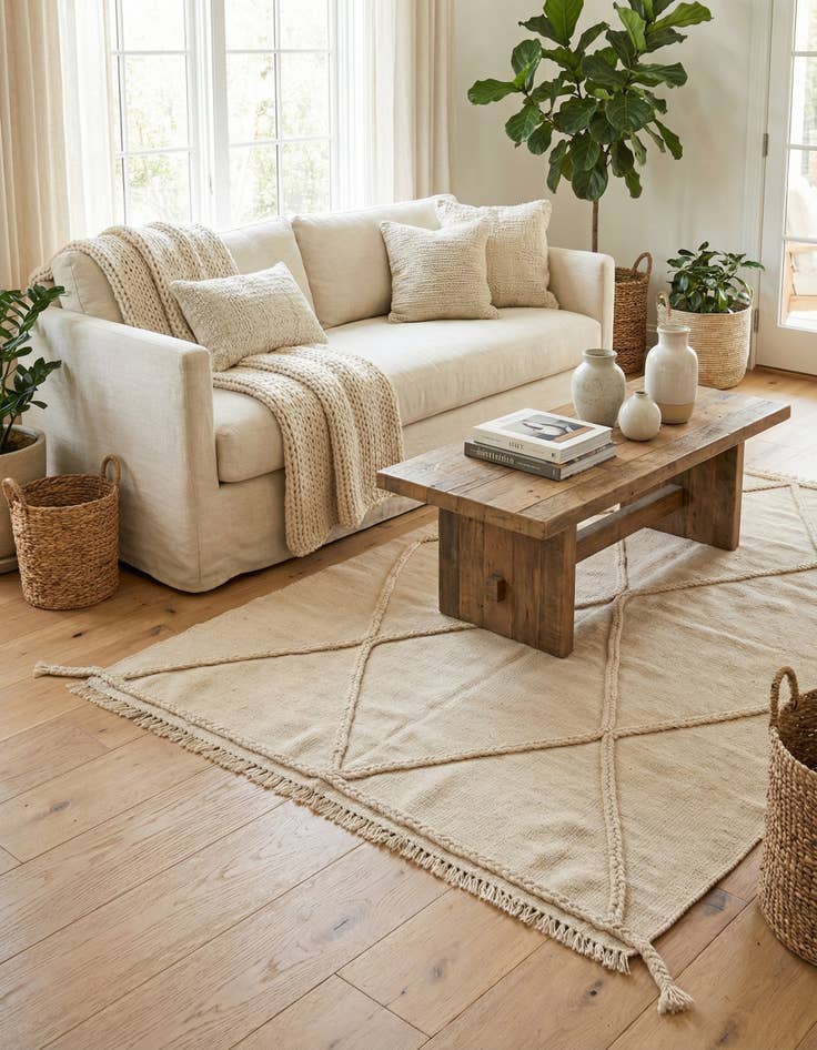 Detail image of  3' 6 x 4' 10  Hand Knotted Moroccan Wool Rug