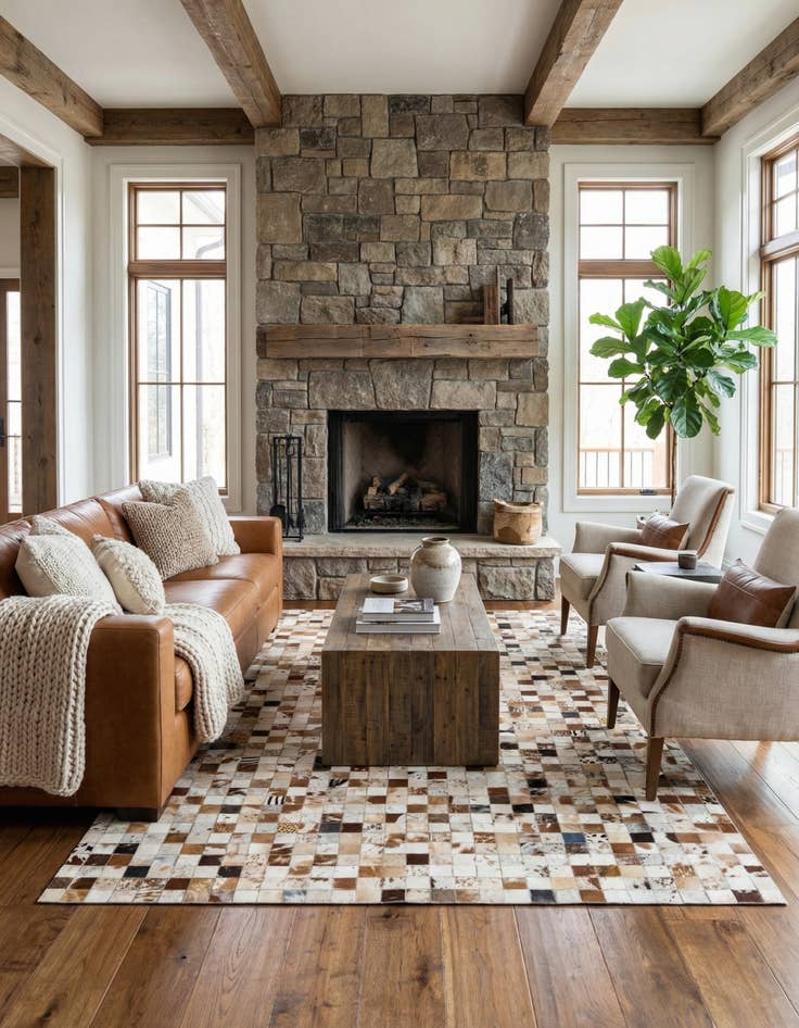 Detail image of  5' x 8' Cowhide Leather Rug