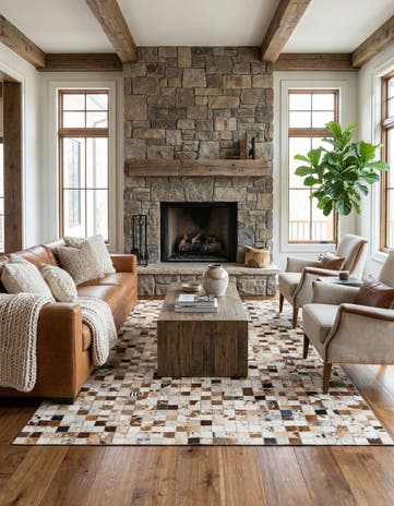 5' x 8' Cowhide Leather Rug