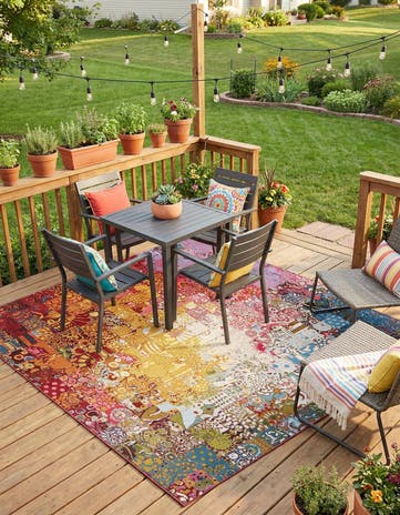 8' x 8' Easy-Clean Modern Indoor / Outdoor Square Rug