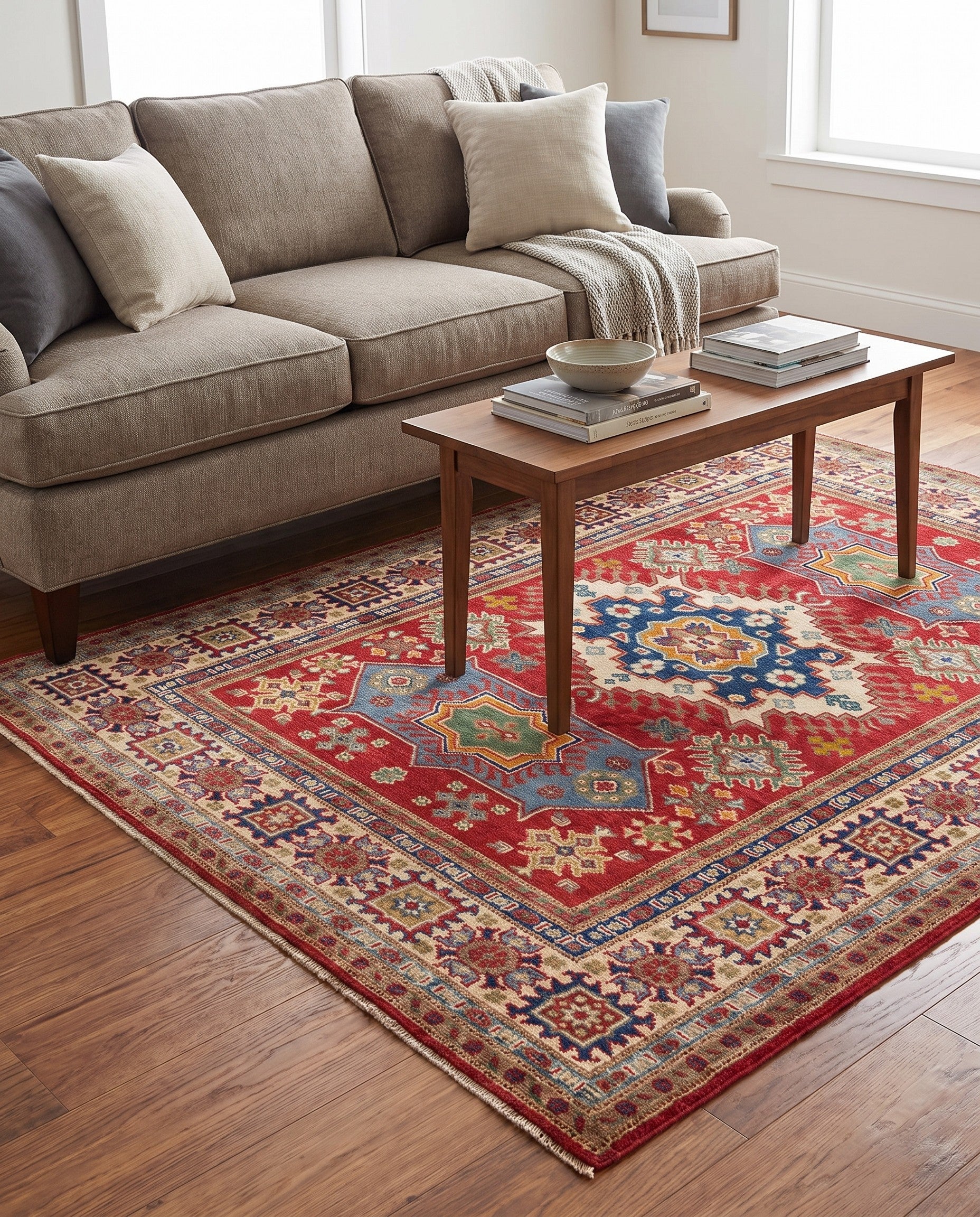 5' x 6' 6 Hand Knotted Kazak Rug