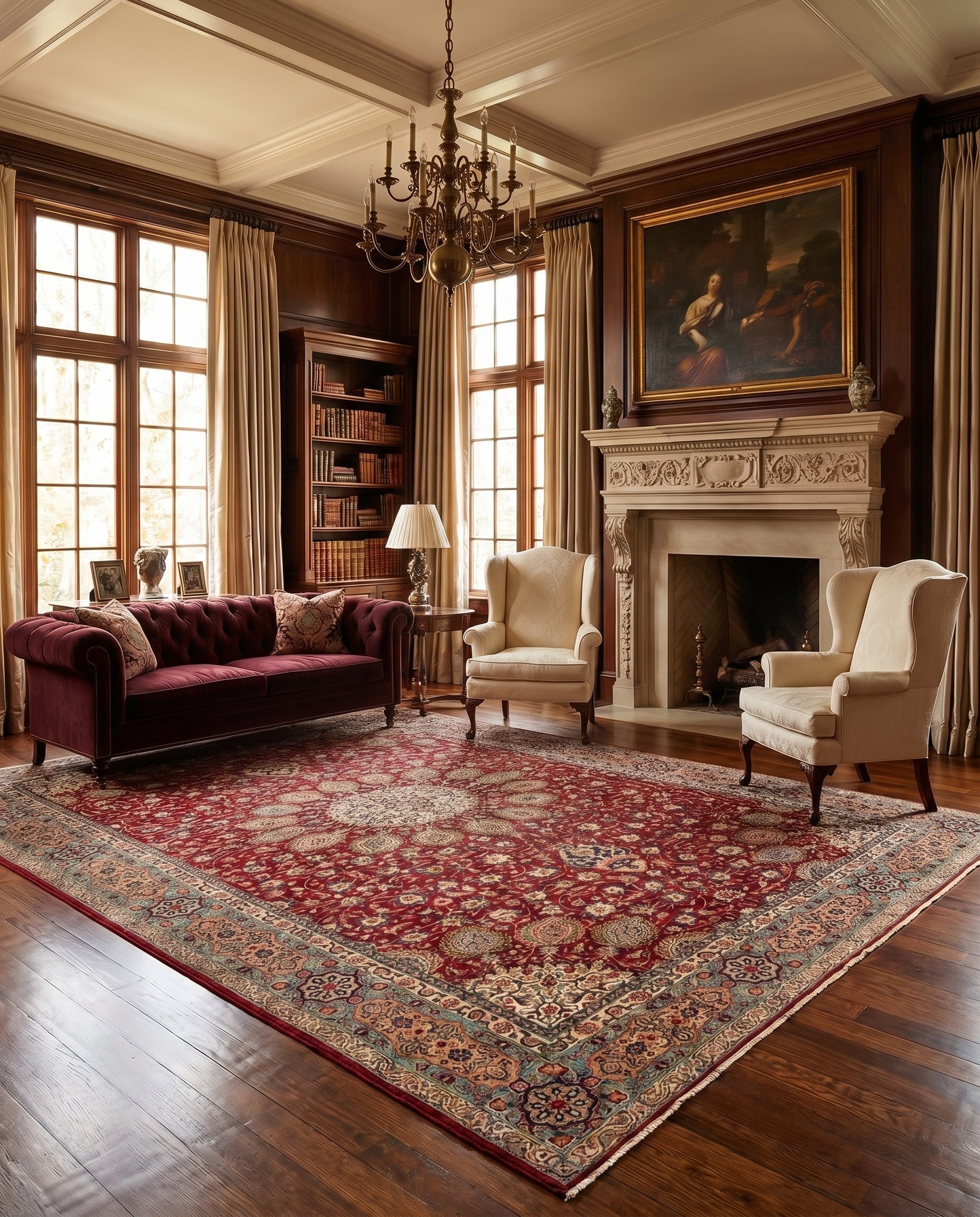 8' 11 x 15' 4 Hand Knotted Sarough Persian Wool Rug