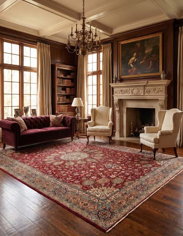 8' 11 x 15' 4 Hand Knotted Sarough Persian Wool Rug