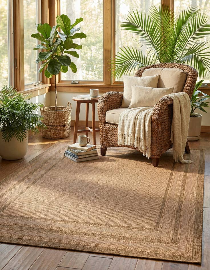 Detail image of 7' x 10' Easy-Clean Border Indoor / Outdoor Rug