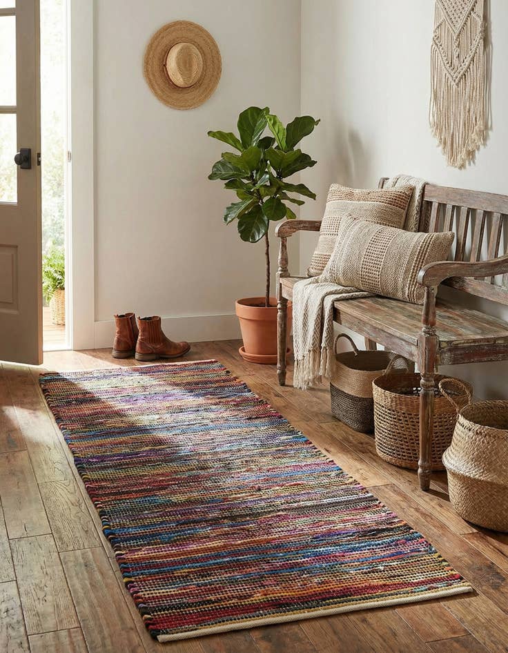 Detail image of 2' x 6' 1  Hand Woven Chindi Cotton Runner Rug