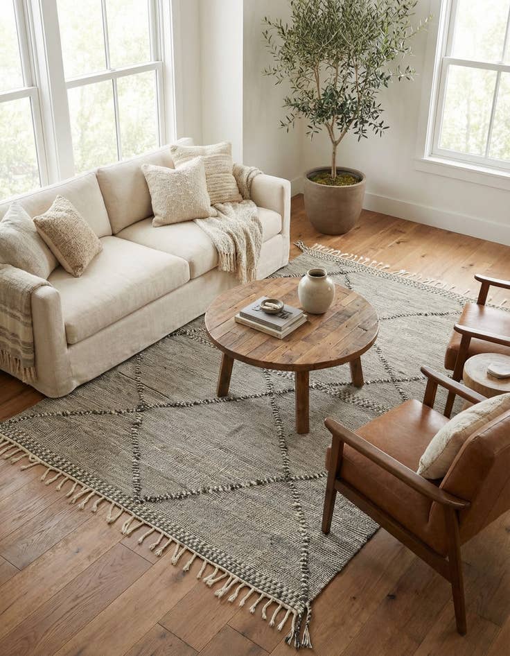 Detail image of 6' 8 x 9' 10  Hand Knotted Moroccan Wool Rug