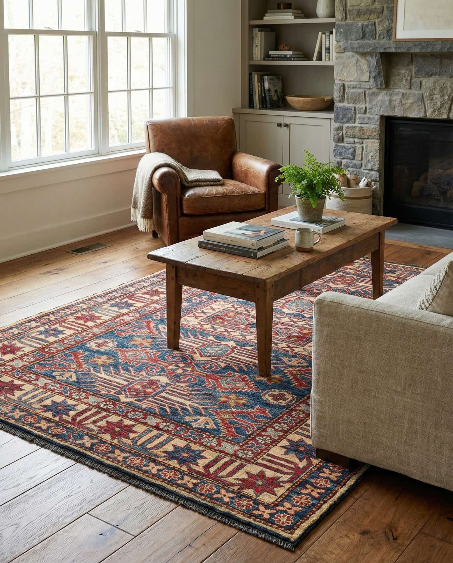 4' 2 x 6' 6 Hand Knotted Kazak Wool Rug