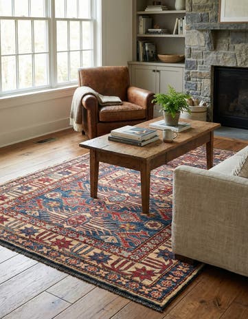 4' 2 x 6' 6 Hand Knotted Kazak Wool Rug