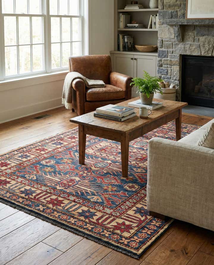 4' 2 x 6' 6 Hand Knotted Kazak Wool Rug