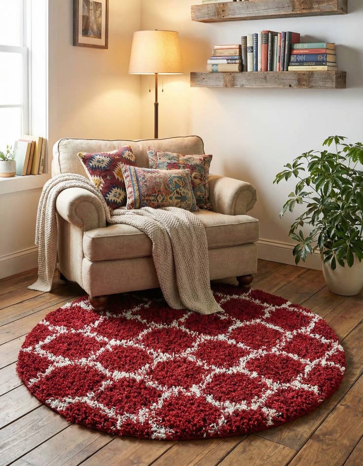 Detail image of  3' 3 x 3' 3 Lattice Shag Round Rug