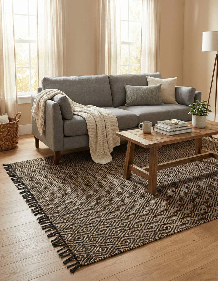 Detail image of  6' 1 x 9'  Hand Woven Braided Jute Rug