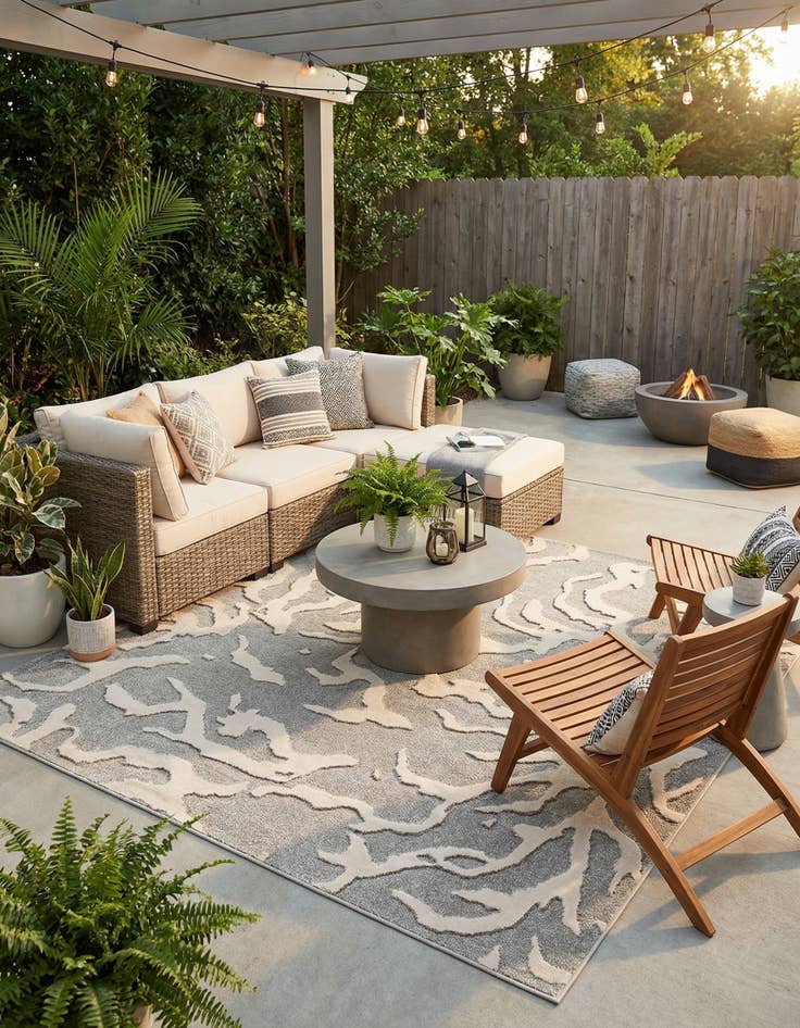 Detail image of 10' x 10'  Washable Sabrina Soto Indoor / Outdoor Square Rug