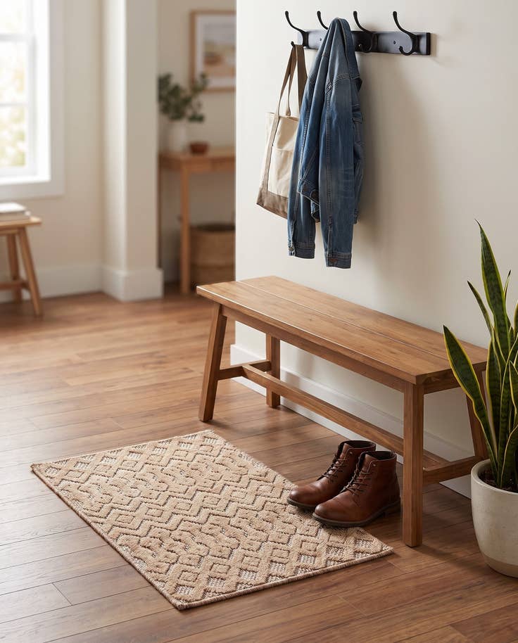 Detail image of 2' x 3' Easy-Clean Trellis Textured Indoor / Outdoor Rug