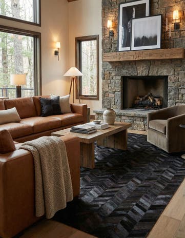 5' 1 x 8' Cowhide Leather Rug