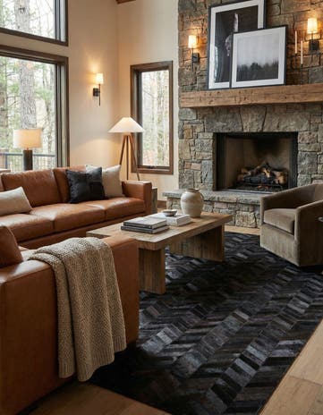 5' 1 x 8' Cowhide Leather Rug