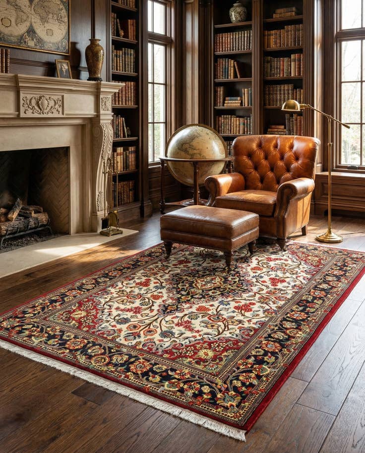 Detail image of 4' 9 x 7' Qom Rug