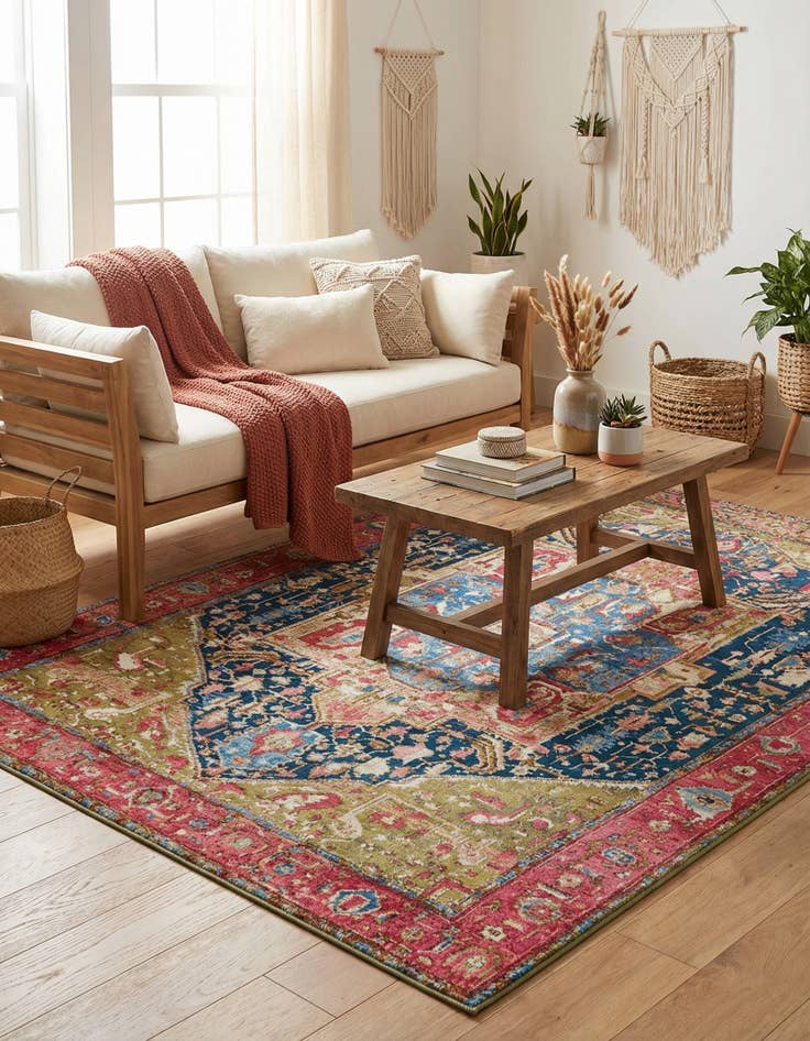 Detail image of  6' x 9'  Washable Traditional Indoor / Outdoor Rug