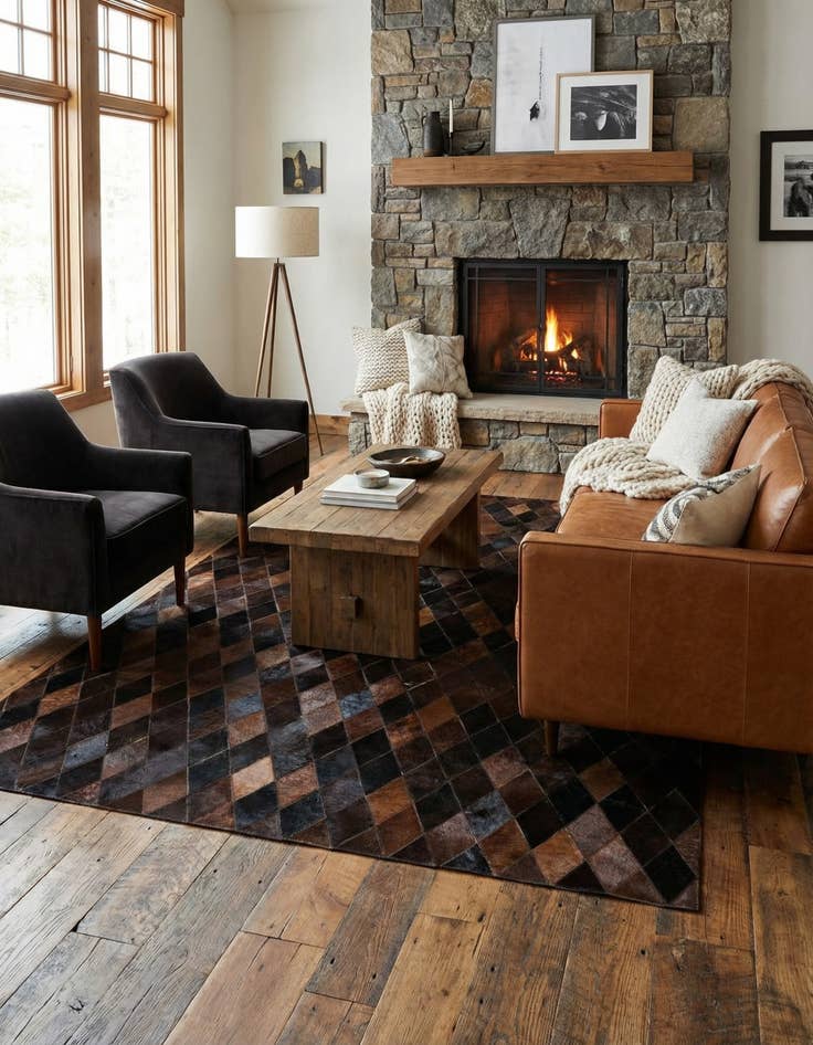 Detail image of 5' 2 x 8' Cowhide Stocks Rug