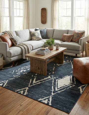 Jill Zarin Navy Blue Uptown Carnegie Hill Square Rug