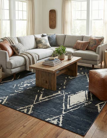 Jill Zarin Navy Blue Uptown Carnegie Hill Square Rug