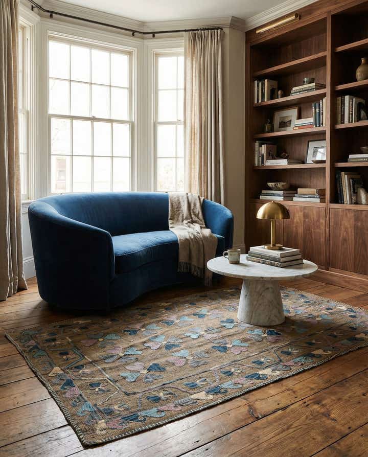 4' 8 x 7' 2 Hand Woven Kilim Suzani Wool Rug