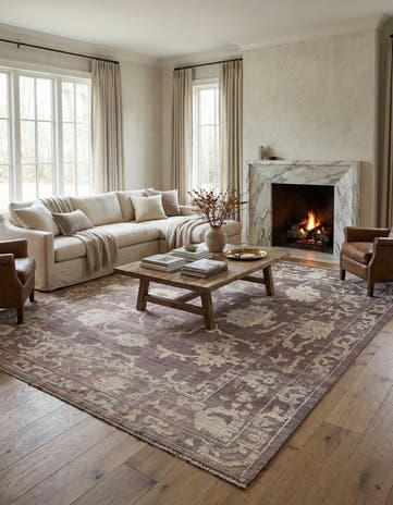 9' 1 x 12' 4 Hand Knotted Oushak Wool Rug
