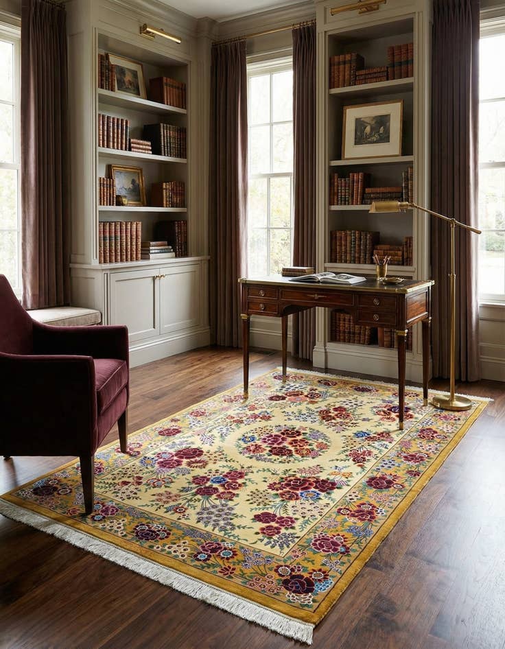 Detail image of 3' 4 x 5' 2 Ghom Silk Rug