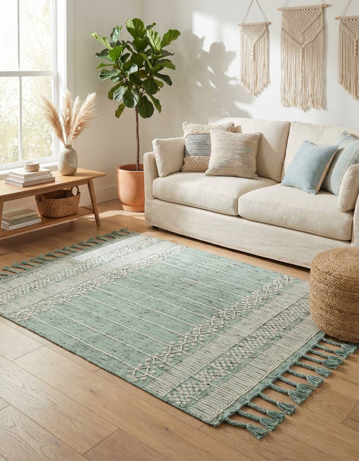 Detail image of 4' 1 x 6' 1 Easy-Clean Eco Bohemian Indoor / Outdoor Rug