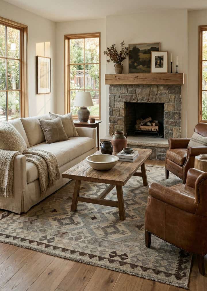 5' 3 x 6' 6 Hand Woven Kilim Maymana Wool Rug