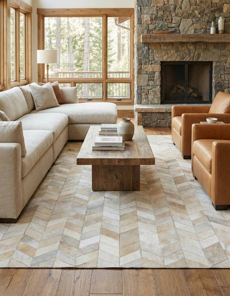 Detail image of 5' x 7' 10 Cowhide Leather Rug