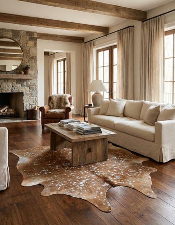 6' x 6' 4 Cowhide Leather Freeform Rug