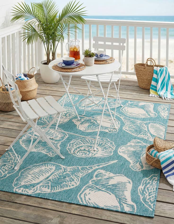 Detail image of 4' x 6'  Washable Coastal Indoor / Outdoor Rug
