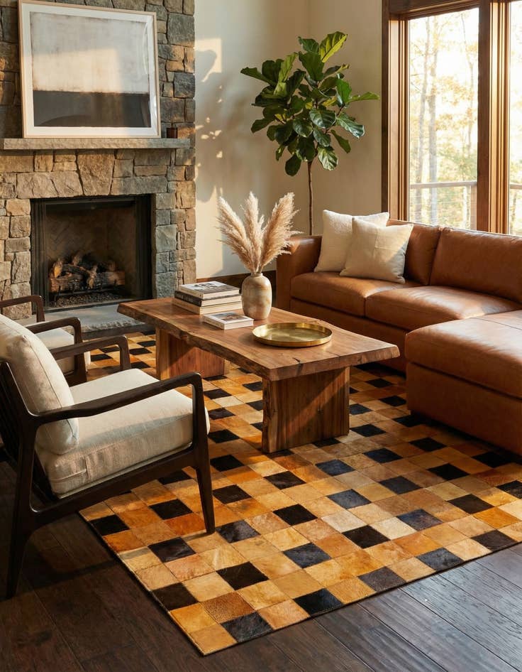 Detail image of 5' 1 x 8' Cowhide Stocks Rug