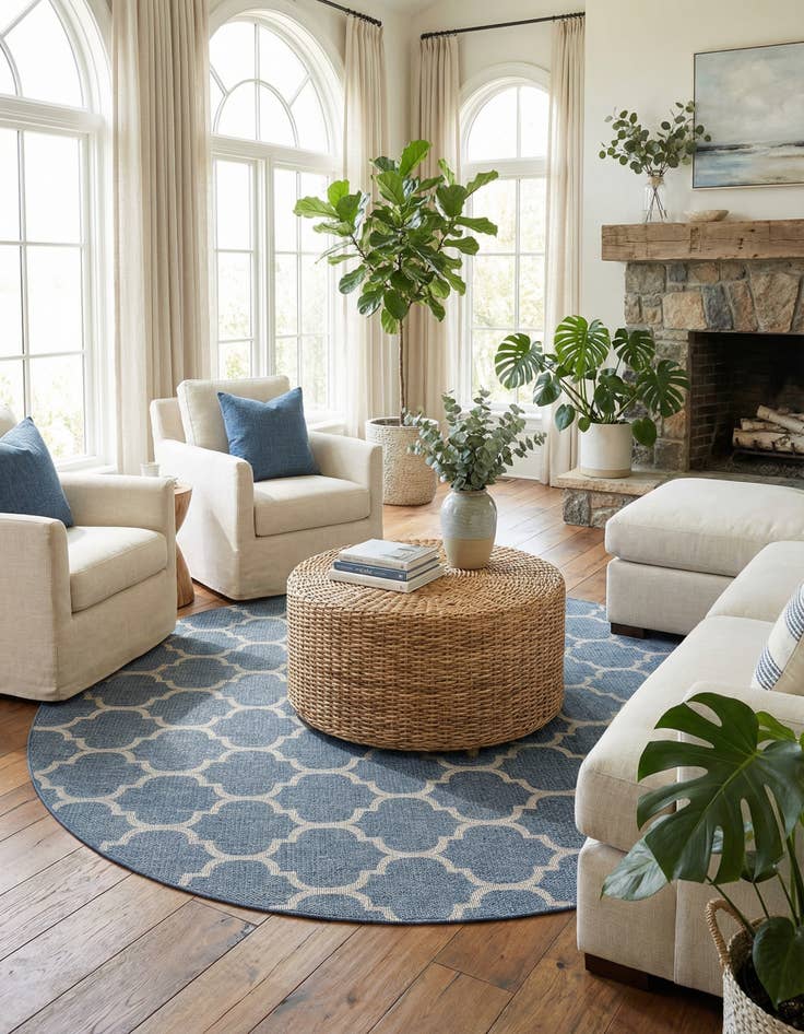 Detail image of 10' x 10'  Washable Trellis Indoor / Outdoor Round Rug