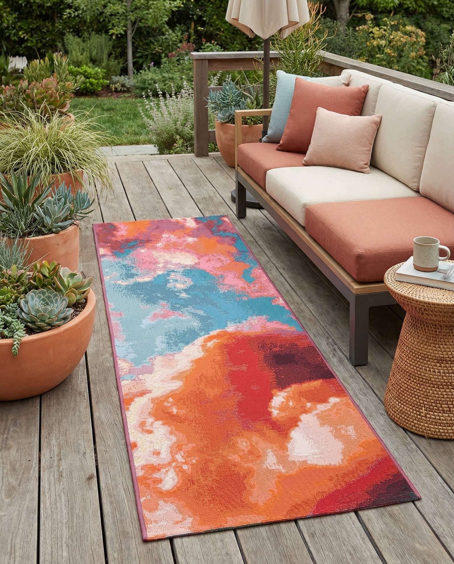 2' x 6' 1 Easy-Clean Modern Indoor / Outdoor Runner Rug