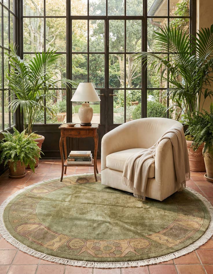 Detail image of  7' 2 x 7' 3  Hand Knotted Nepal Wool Round Rug