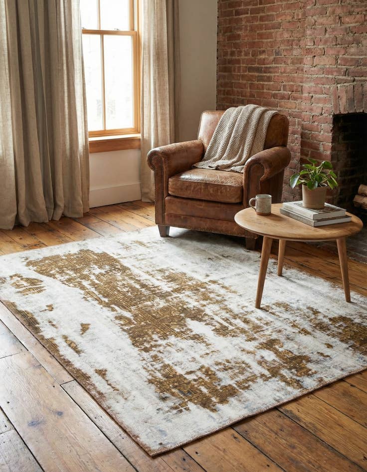 Detail image of 4' 7 x 5' 10  Hand Knotted Ultra Vintage Persian Wool Rug