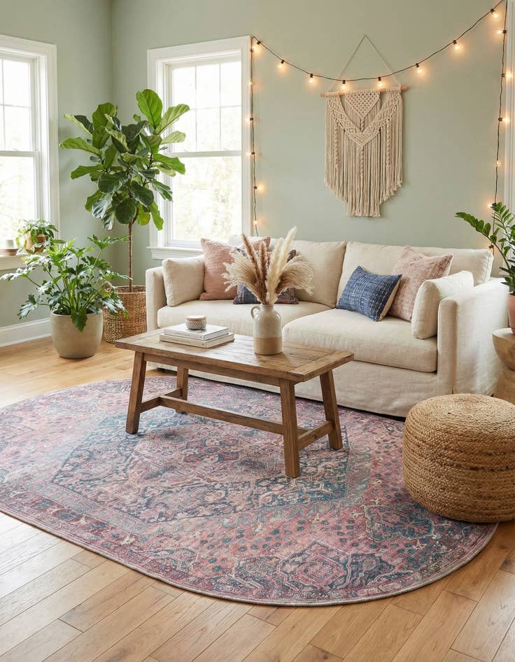 Detail image of 5' 3 x 8'  Washable Maahru Oval Rug