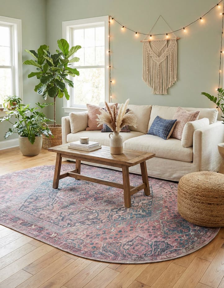 5' 3 x 8' Washable Maahru Oval Rug