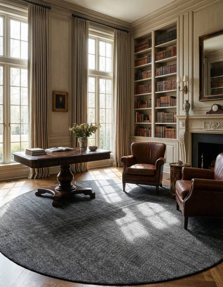 Detail image of 12' x 12'  Hand Woven Jill Zarin English Manor Wool Round Rug