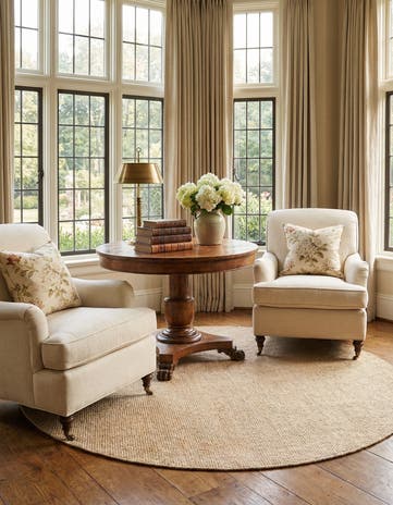6' 1 x 6' 1 Hand Woven Jill Zarin English Manor Wool Round Rug