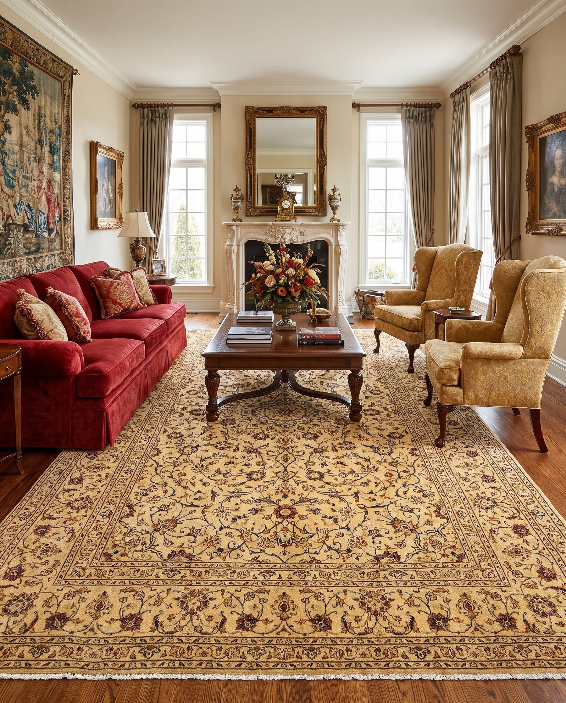 8' x 11' 2 Hand Knotted Kashan Persian Wool Rug