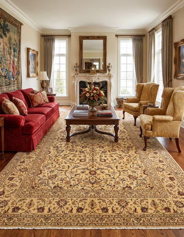 8' x 11' 2 Hand Knotted Kashan Persian Wool Rug