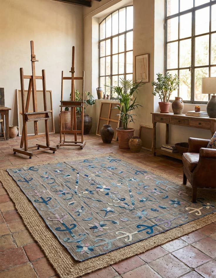 Detail image of 5' 3 x 6' 4  Hand Woven Kilim Suzani Wool Rug