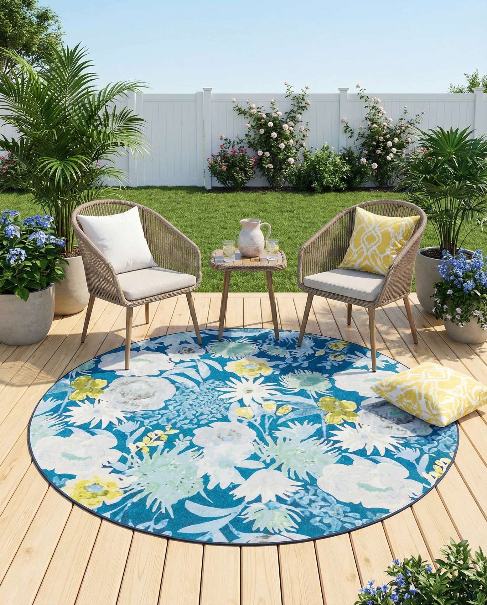 7' 10 x 7' 10 Easy-Clean Jill Zarin Caribbean Indoor / Outdoor Round Rug
