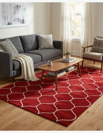 Red Trellis Frieze Rug