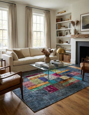 5' 9 x 8' Hand Knotted Ultra Vintage Persian Wool Rug
